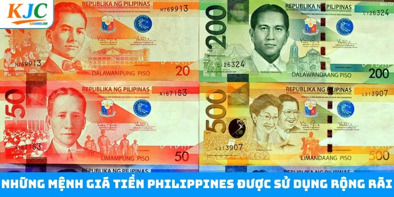 Những mệnh giá tiền Philippines được sử dụng rộng rãi Những mệnh giá tiền Philippines được sử dụng rộng rãi
